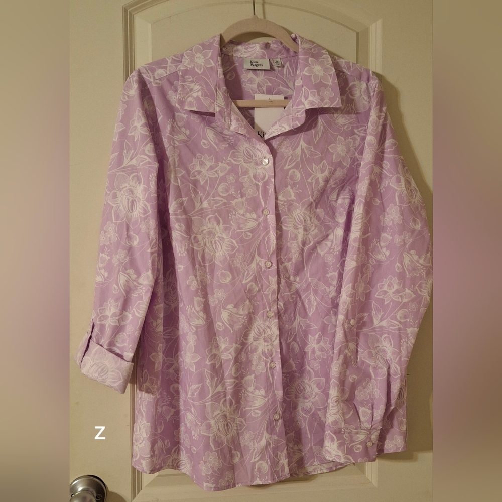 Nwt‎ kim rogers floral blouse sz XL cotton